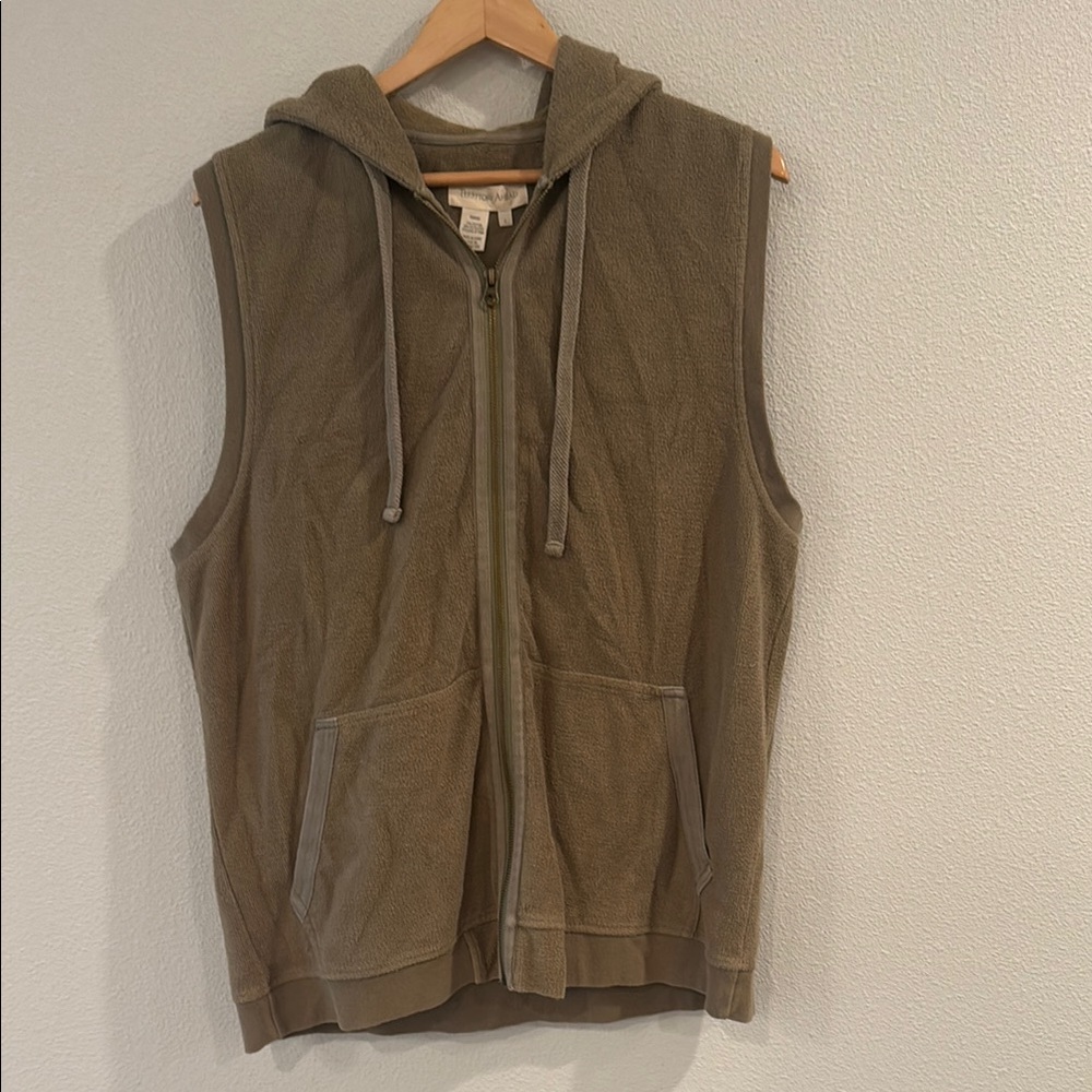 Olive Sleeveless Hoodie Vest